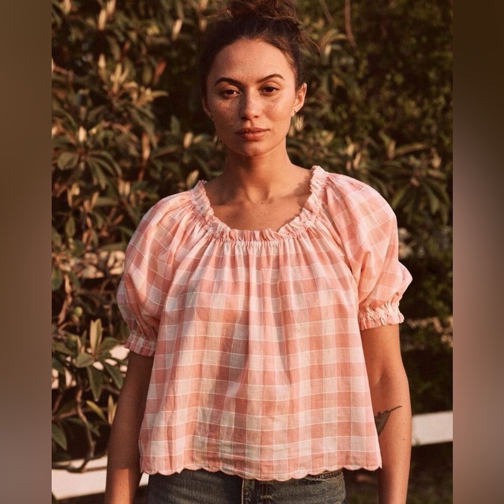 THE GREAT. Pink Gingham Top size 1 - Picture 4 of 6